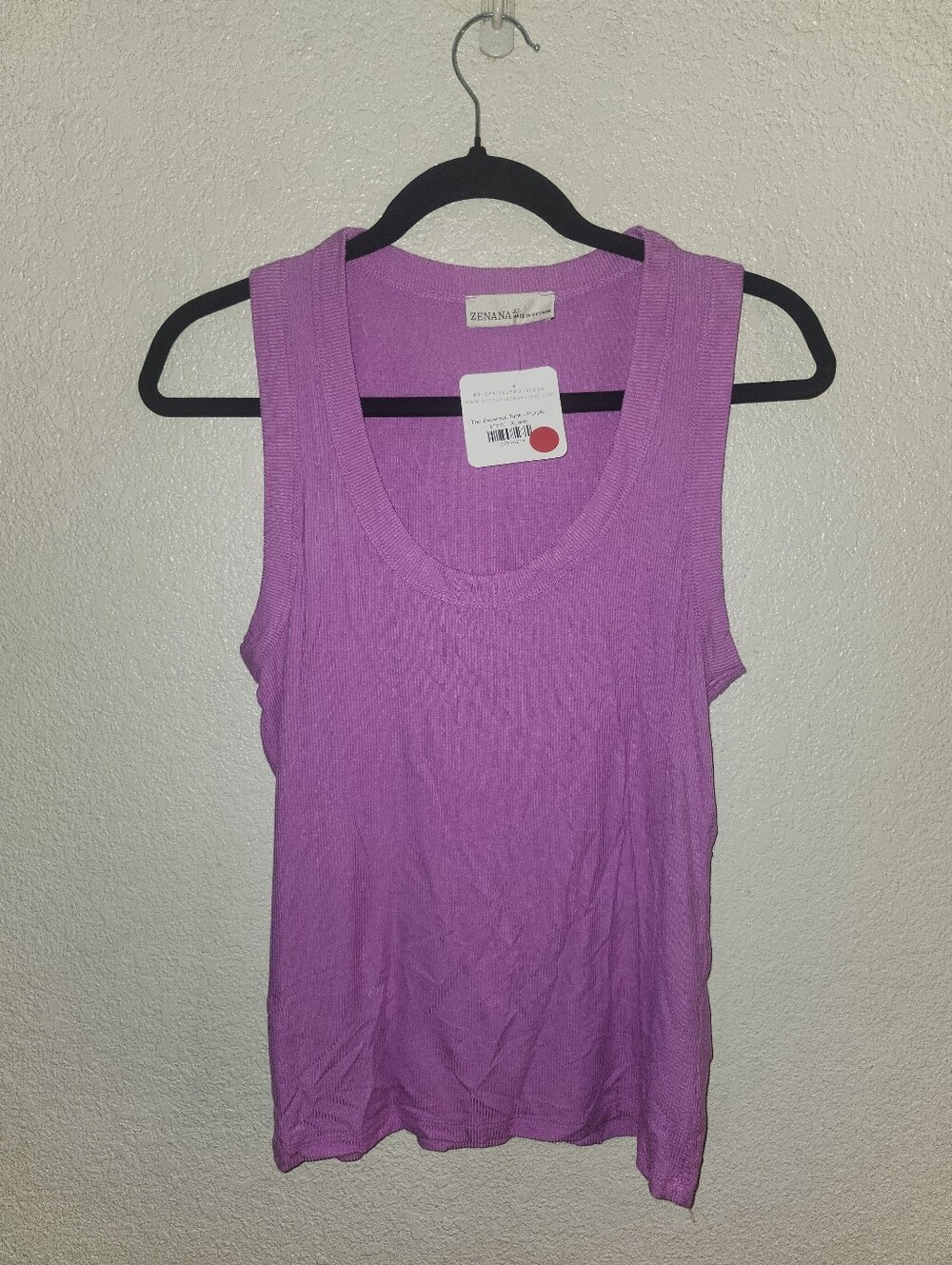 💜NWT Zenana "The Essential Tank" in "Purple" or "Bright Mauve" Rayon/Spandex XL - Picture 2 of 6